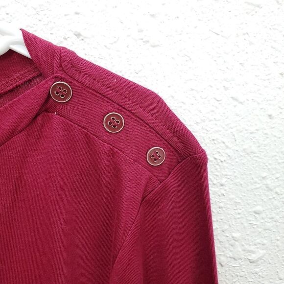 CHICOS Magenta Boatneck 3/4 Sleeve Slub Knit Top - Picture 3 of 6